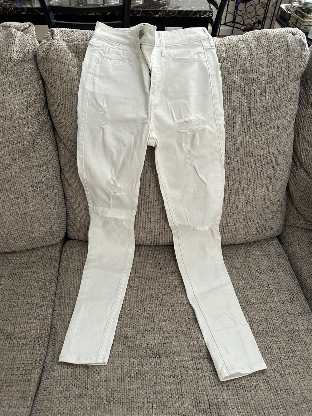Hollister White Distressed Skinny Jeans